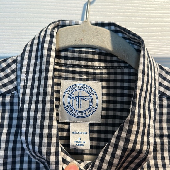 NWT! Guy Harvey Belmont Navy White Gingham Check Long Sleeve Button Down Shirt S - Picture 2 of 8